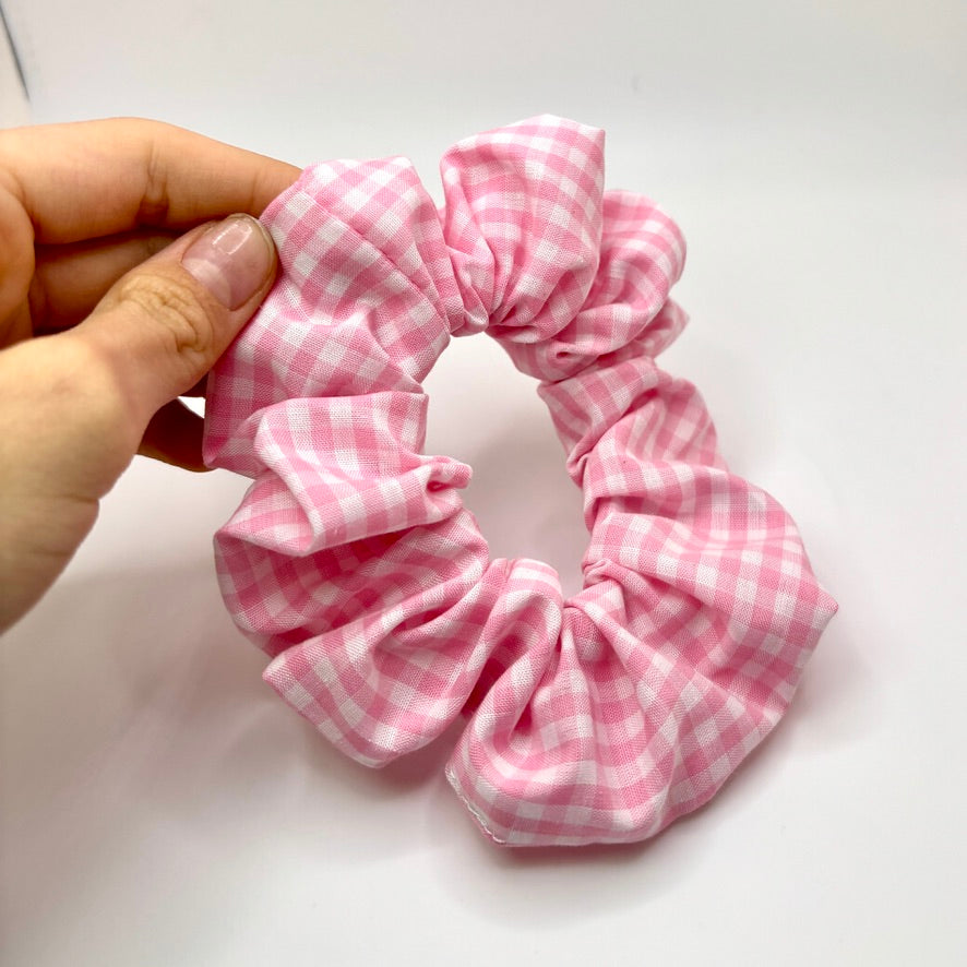 Mini Pink Gingham Spring Scrunchie