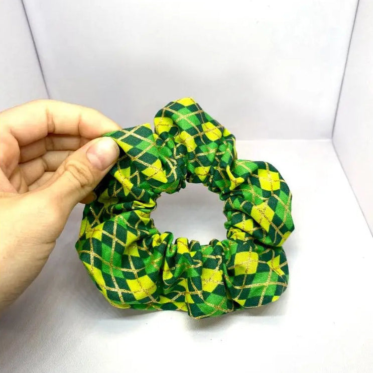 Mini Glitter Plaid St Patrick's Scrunchie