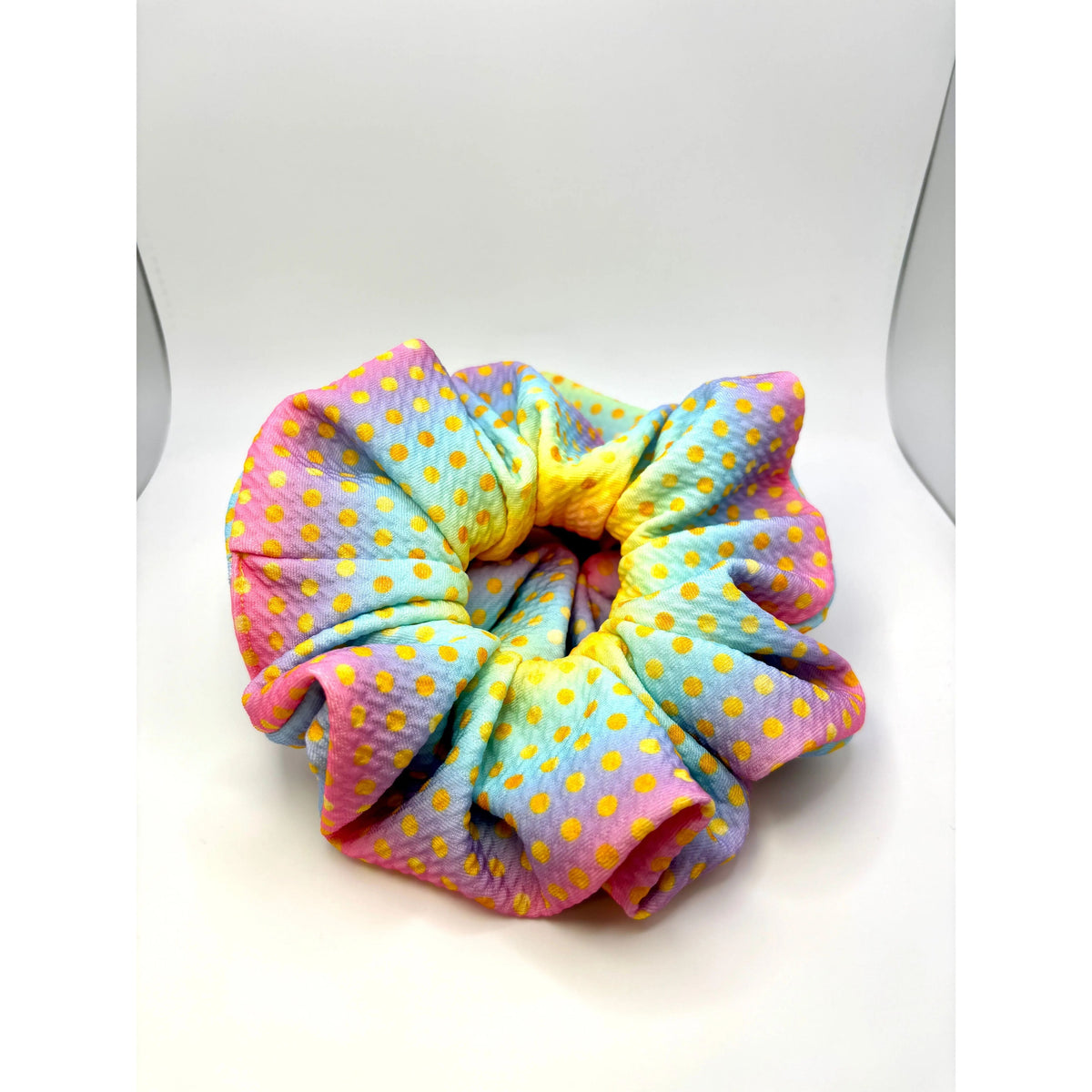 Gold Dot Ombre Rainbow Bullet Scrunchie