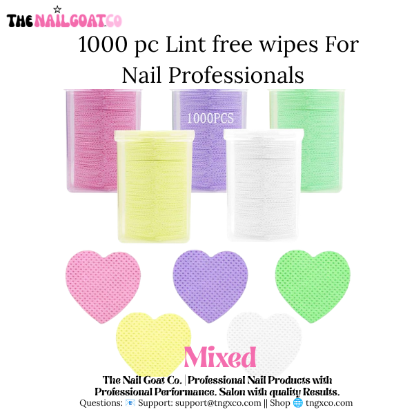 TheNailGoatCo 1000PC Heart-Shaped Lint-Free Nail Wipes for Nail Professionals