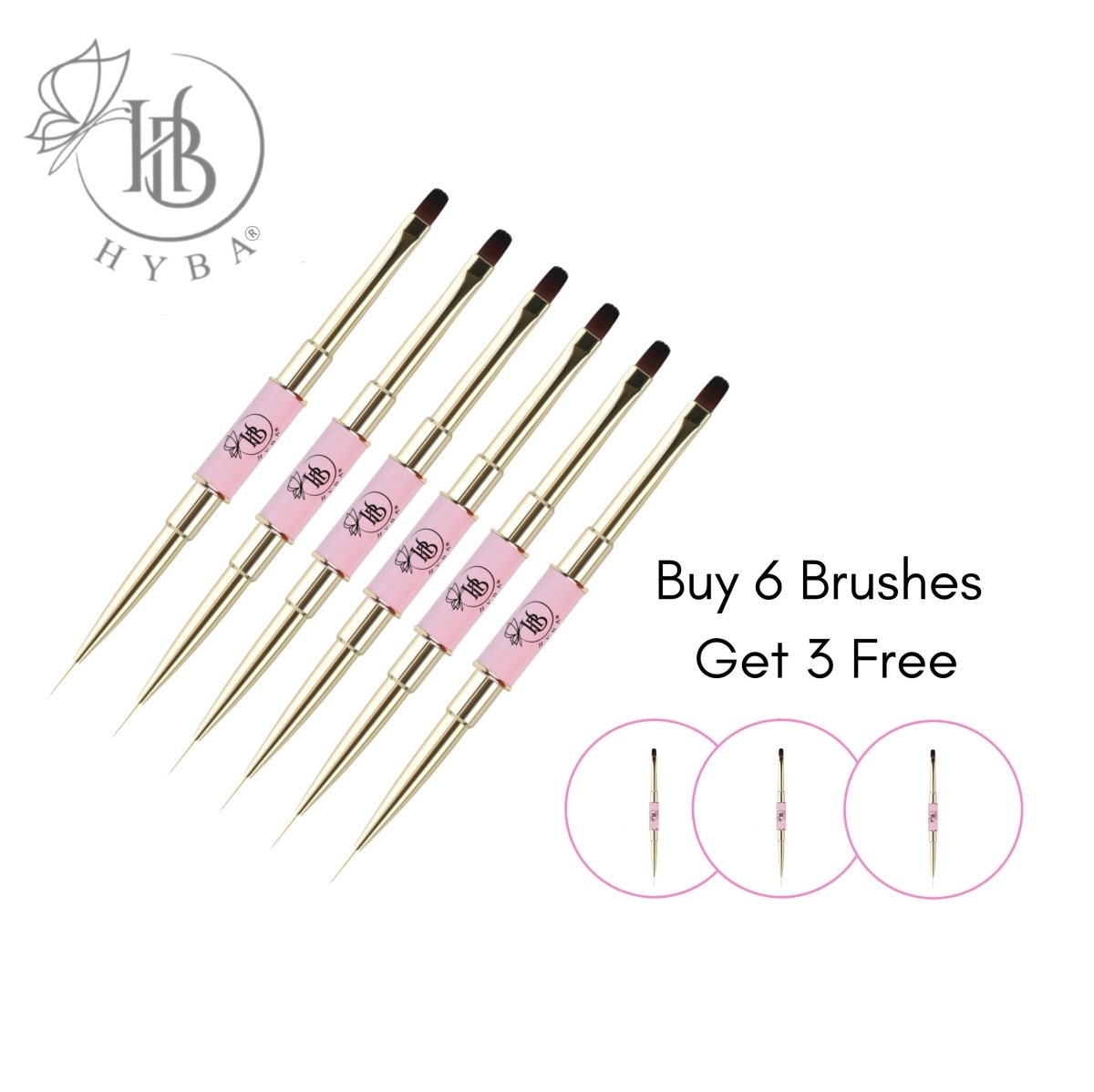 BUILDER GEL Application Square Dual Brush and Liner (PINK) #14