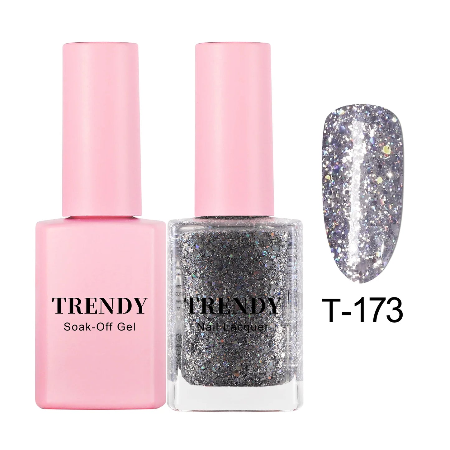 T-173 SILVER GLITTER | TRENDY DUO GEL & LACQUER