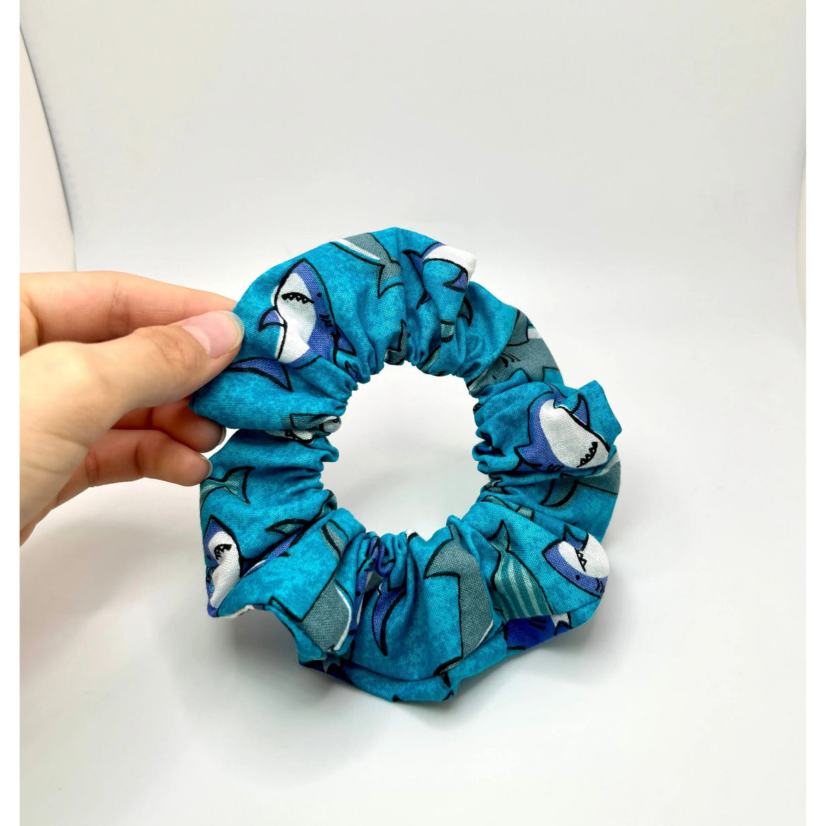 Mini Blue Shark Scrunchie