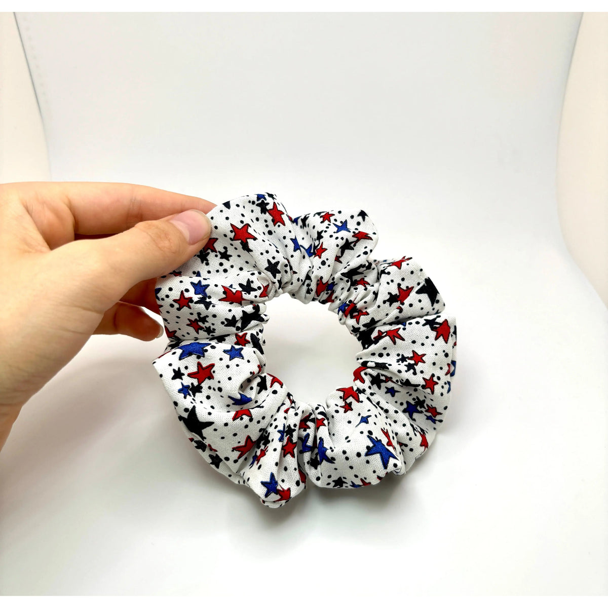 Mini White Stars 4th of July Scrunchie