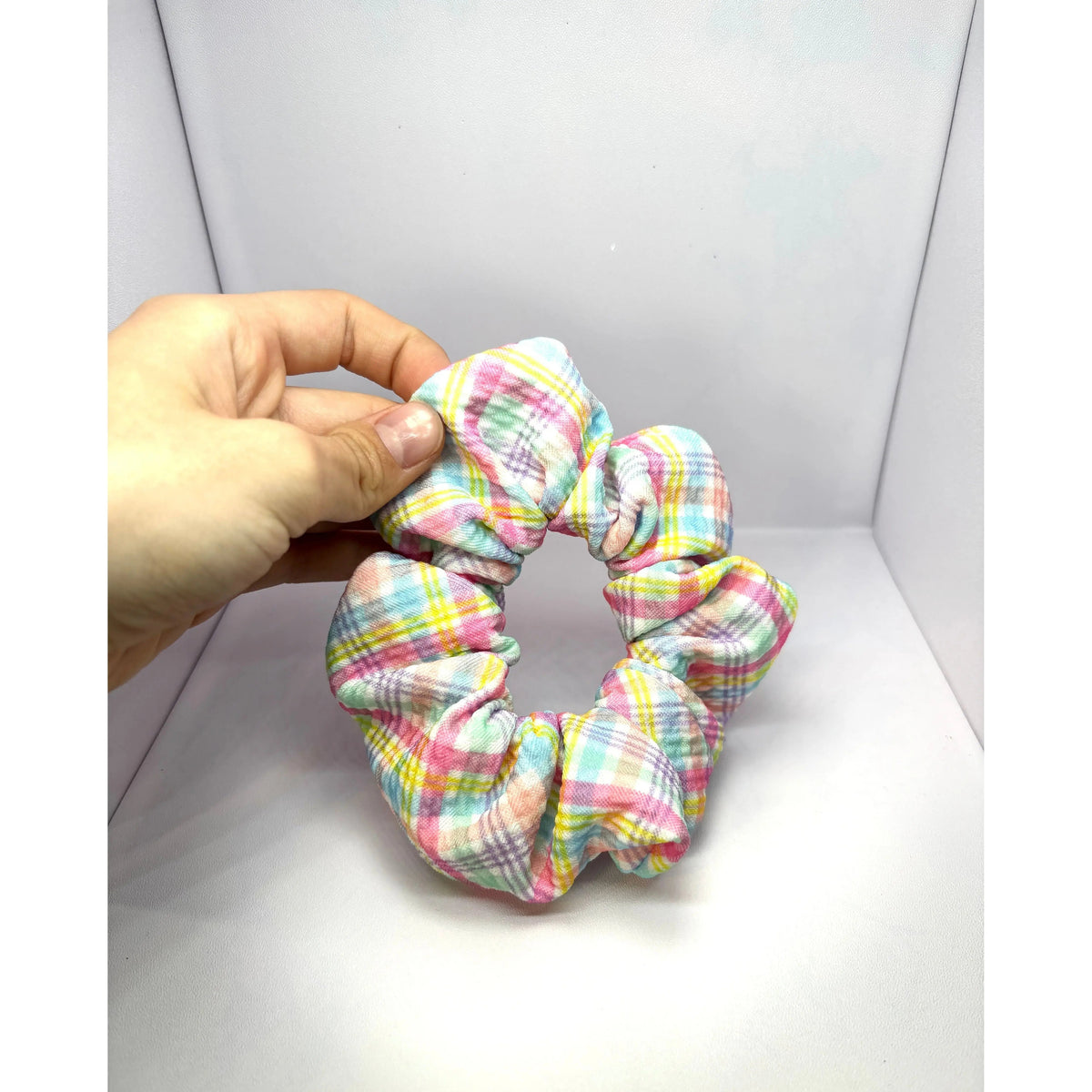 Mini Pastel Plaid Easter Bullet Scrunchie