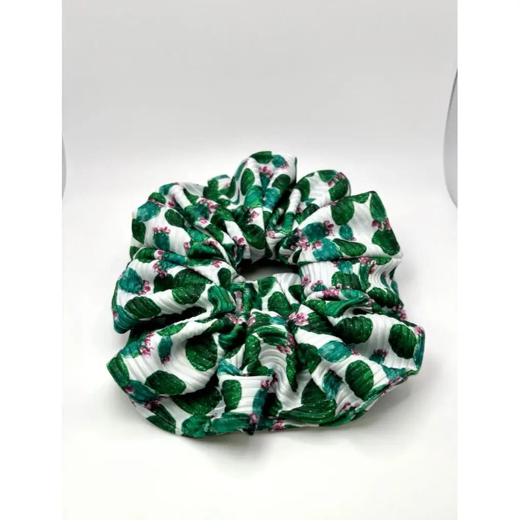 Prickly Pear Cactus Ribbed Scrunchie