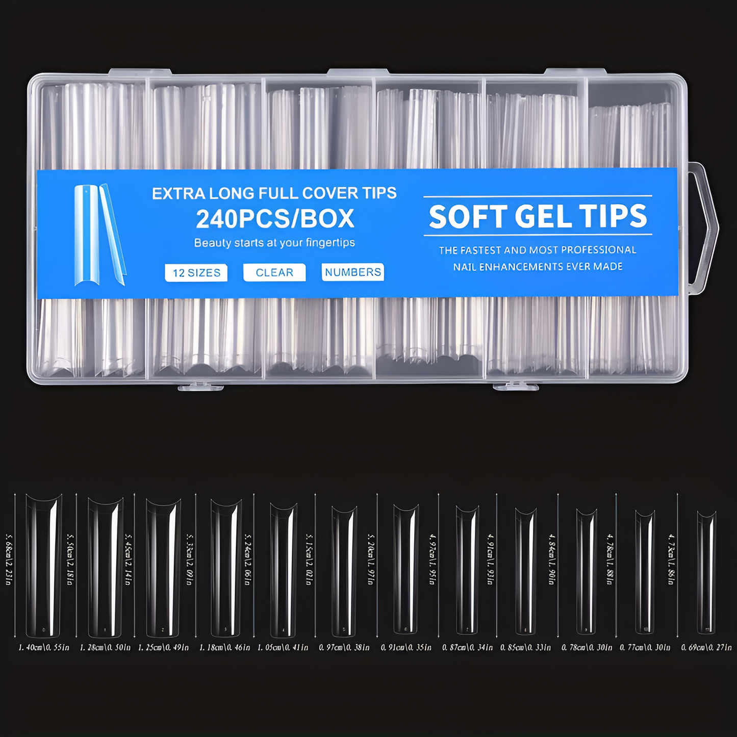NO C-CURVE CLEAR SOFT GEL TIP 240PCS - XXL STRAIGHT