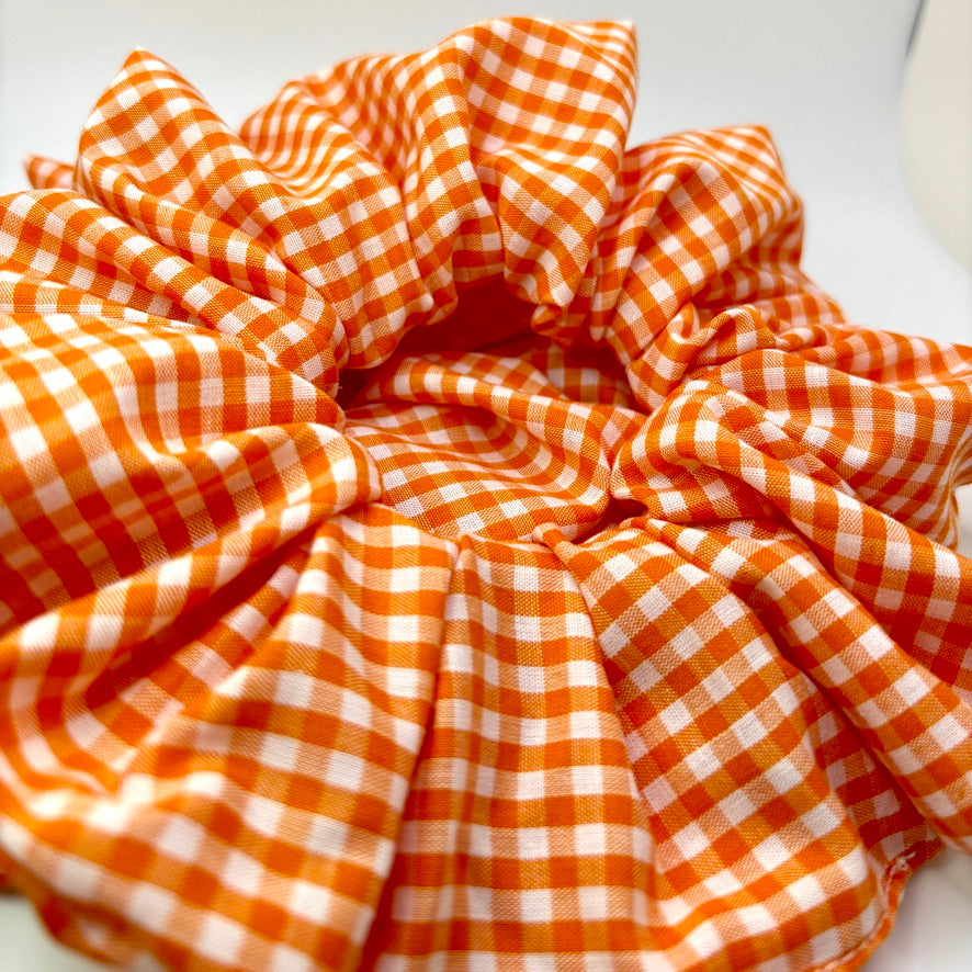 Orange Gingham Spring Scrunchie