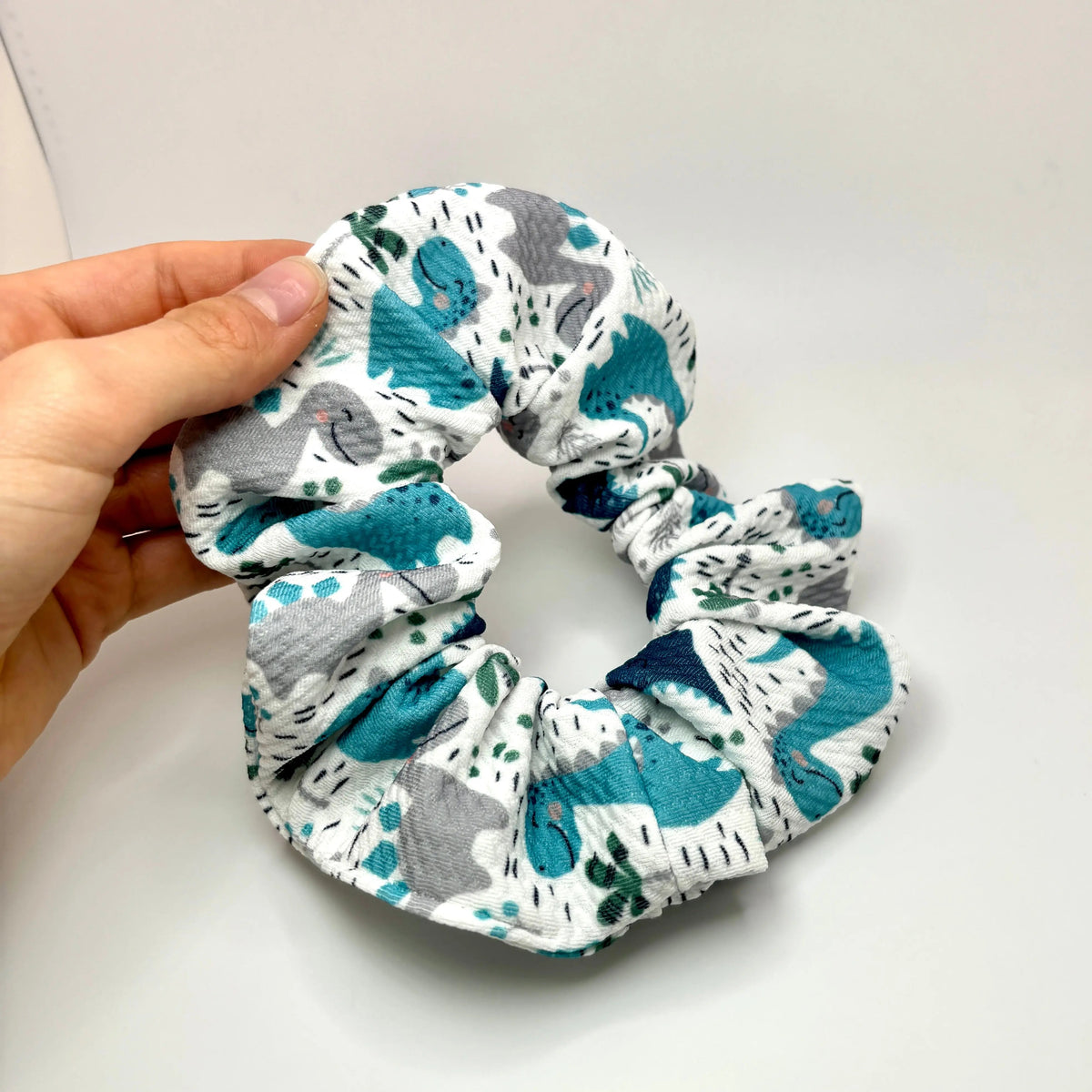 Mini Blue Dino Bullet Scrunchie