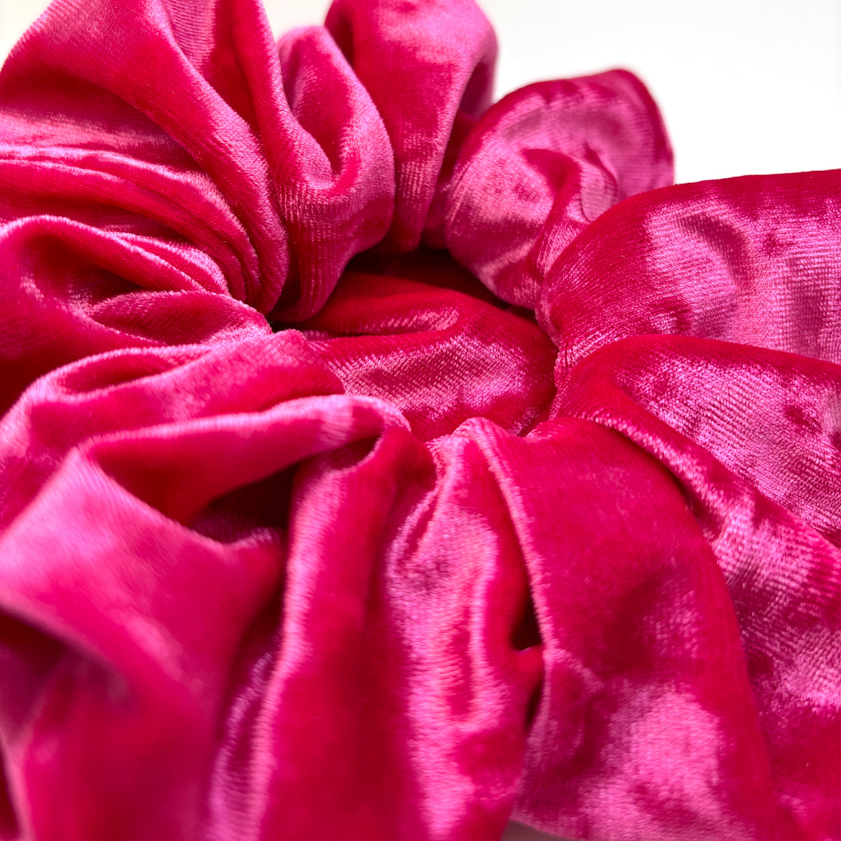 Bright Pink Crushed Velvet Scrunchie