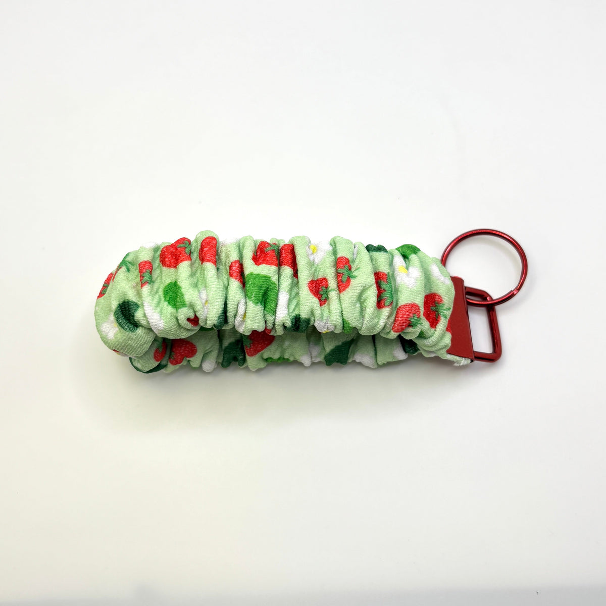 Green Strawberry Spring Scrunchie Wristlet