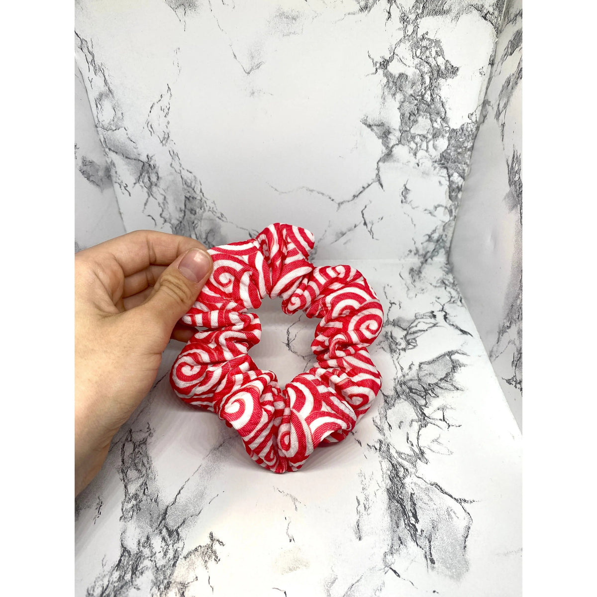 Mini Candy Cane Swirl Christmas Bullet Scrunchie