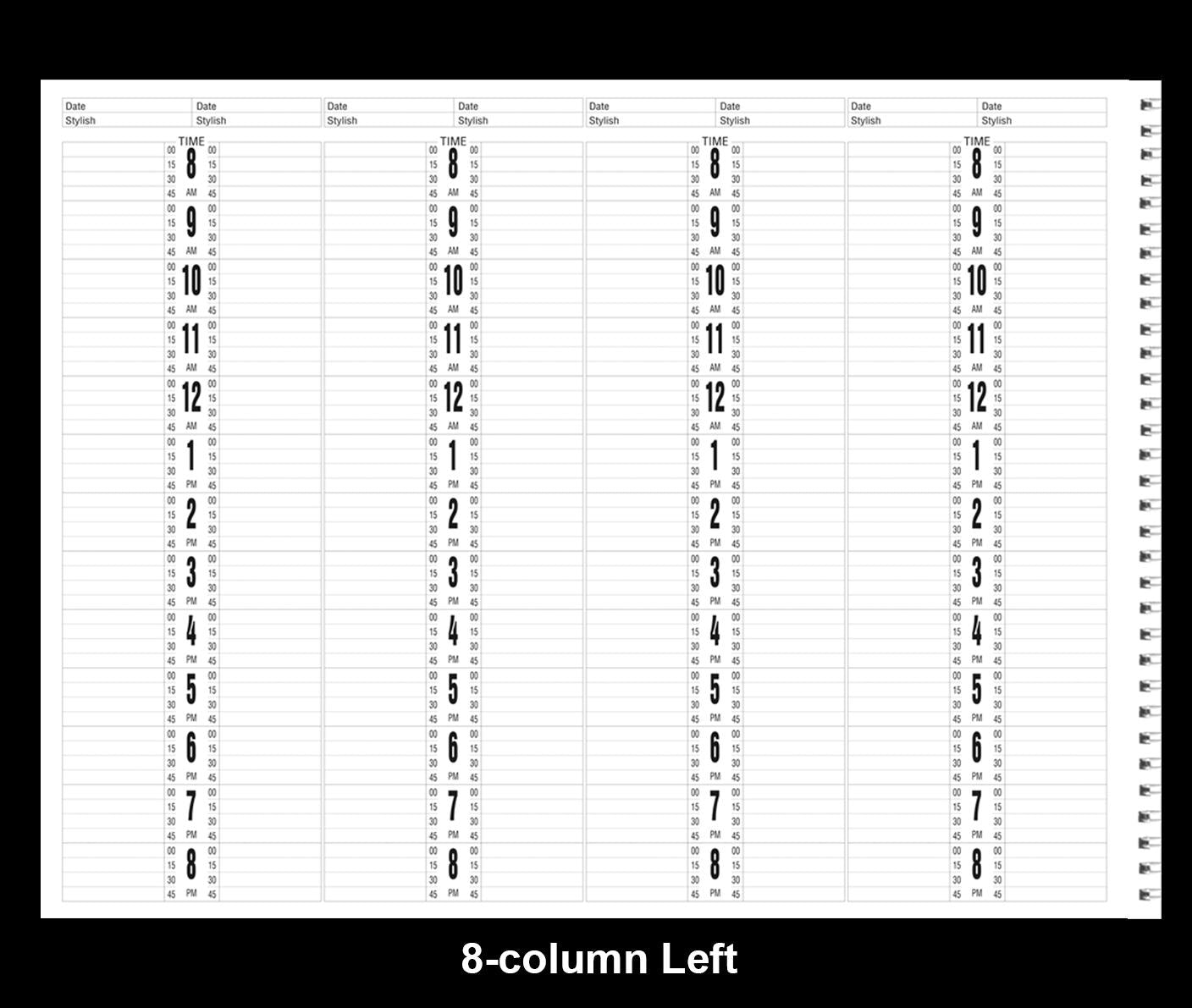 SALON APPOINTMENT BOOK 8-COLUMN