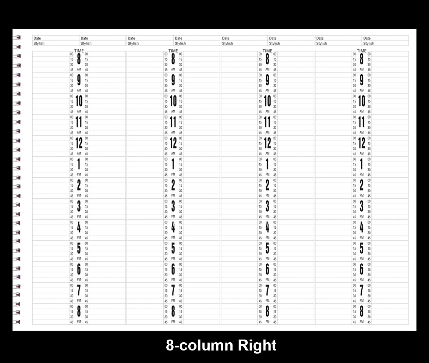SALON APPOINTMENT BOOK 8-COLUMN