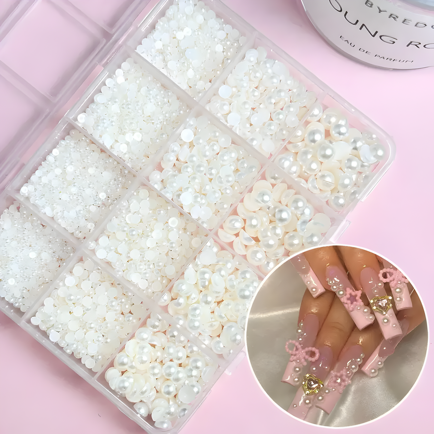 12-GRID PEARL CHARM NAIL ART DESIGN