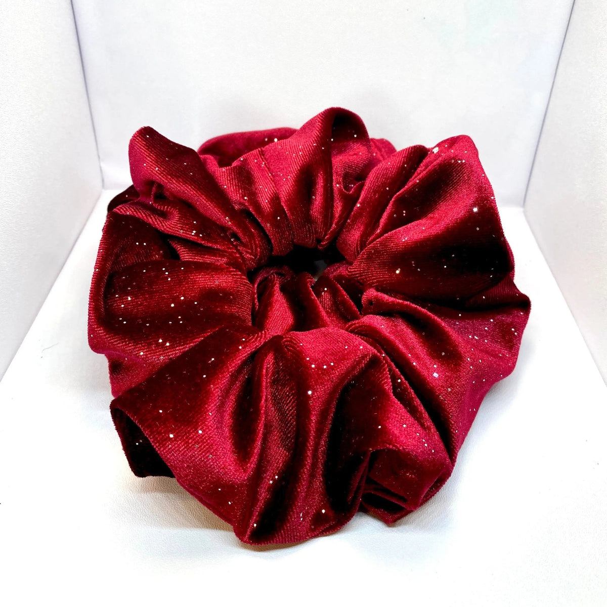 Burgundy Sparkle Velvet Scrunchie