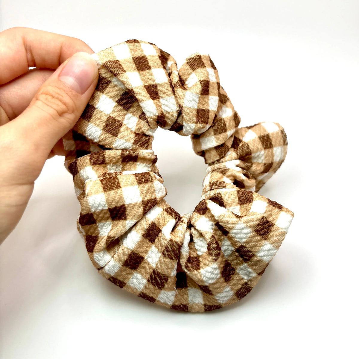 Mini Brown Plaid Bullet Scrunchie