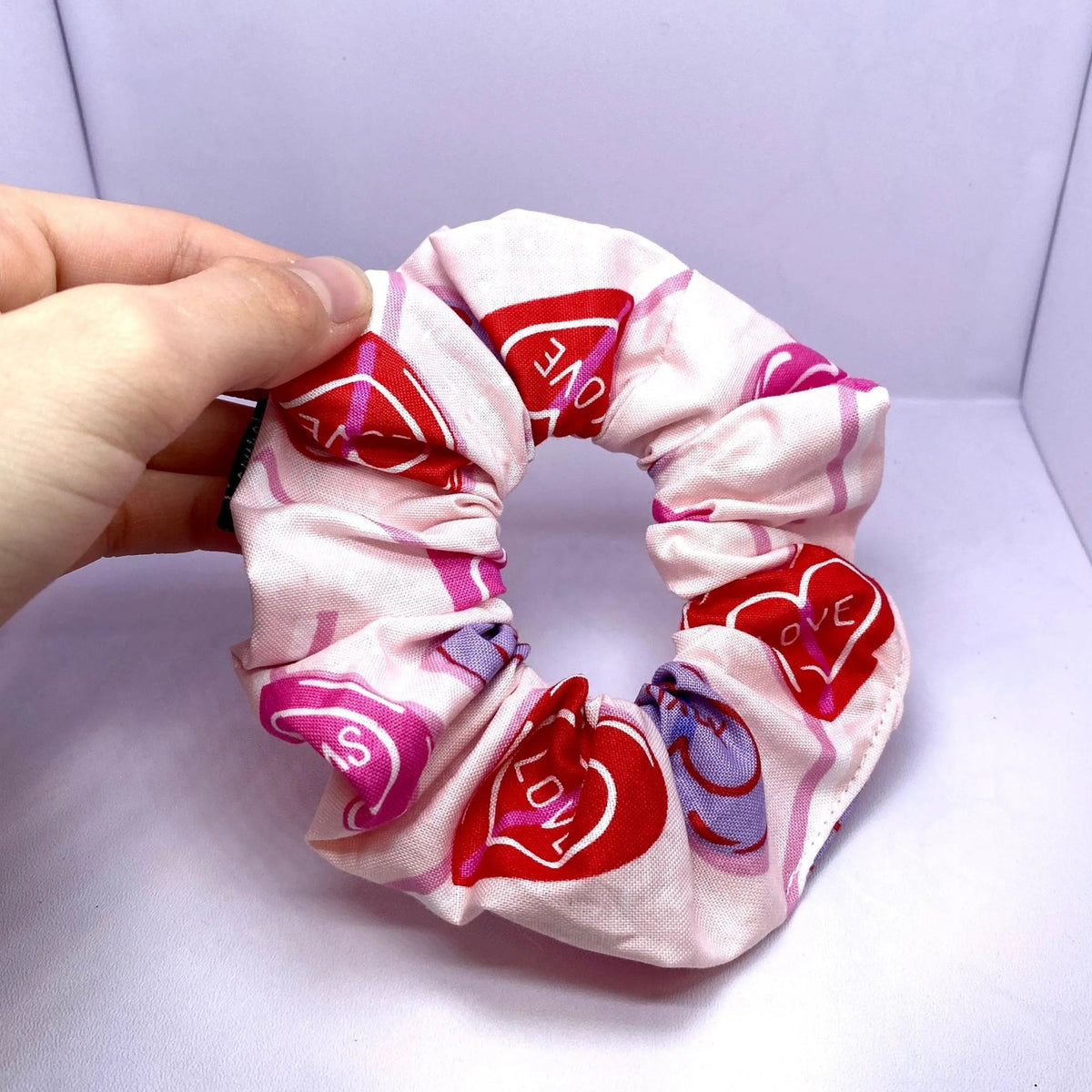 Mini Conversation Hearts Lollipop Valentine's Day Scrunchie