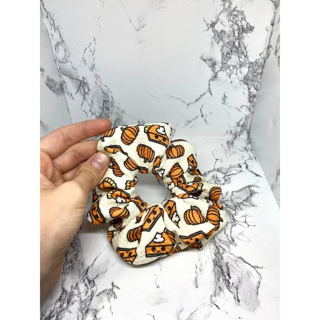 Mini Cute Pumpkin Pie Thanksgiving Bullet Scrunchie