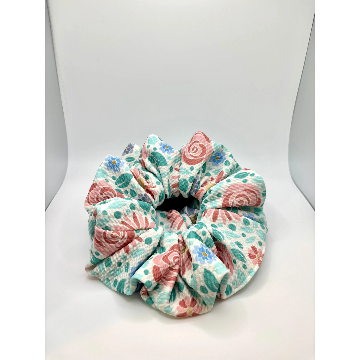 Blue Floral Bullet Scrunchie