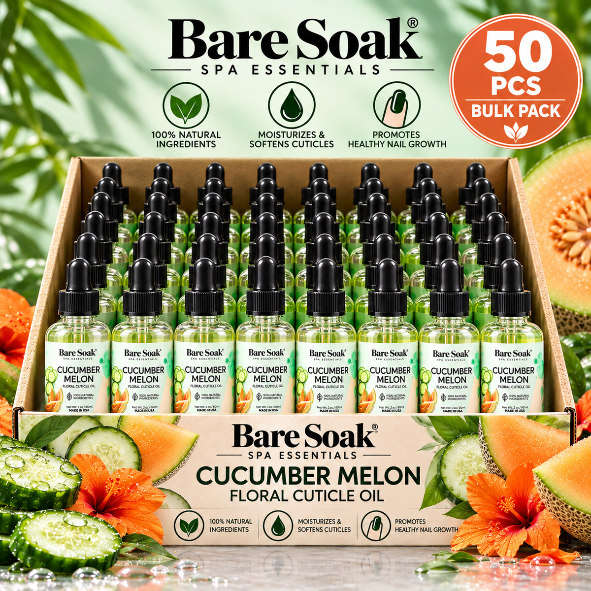 BARE SOAK CUTICLE OIL 2OZ. - CUCUMBER MELON