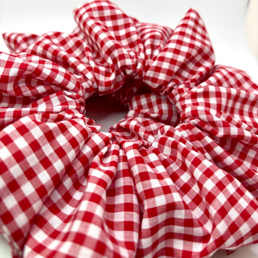 Red Gingham Spring Scrunchie