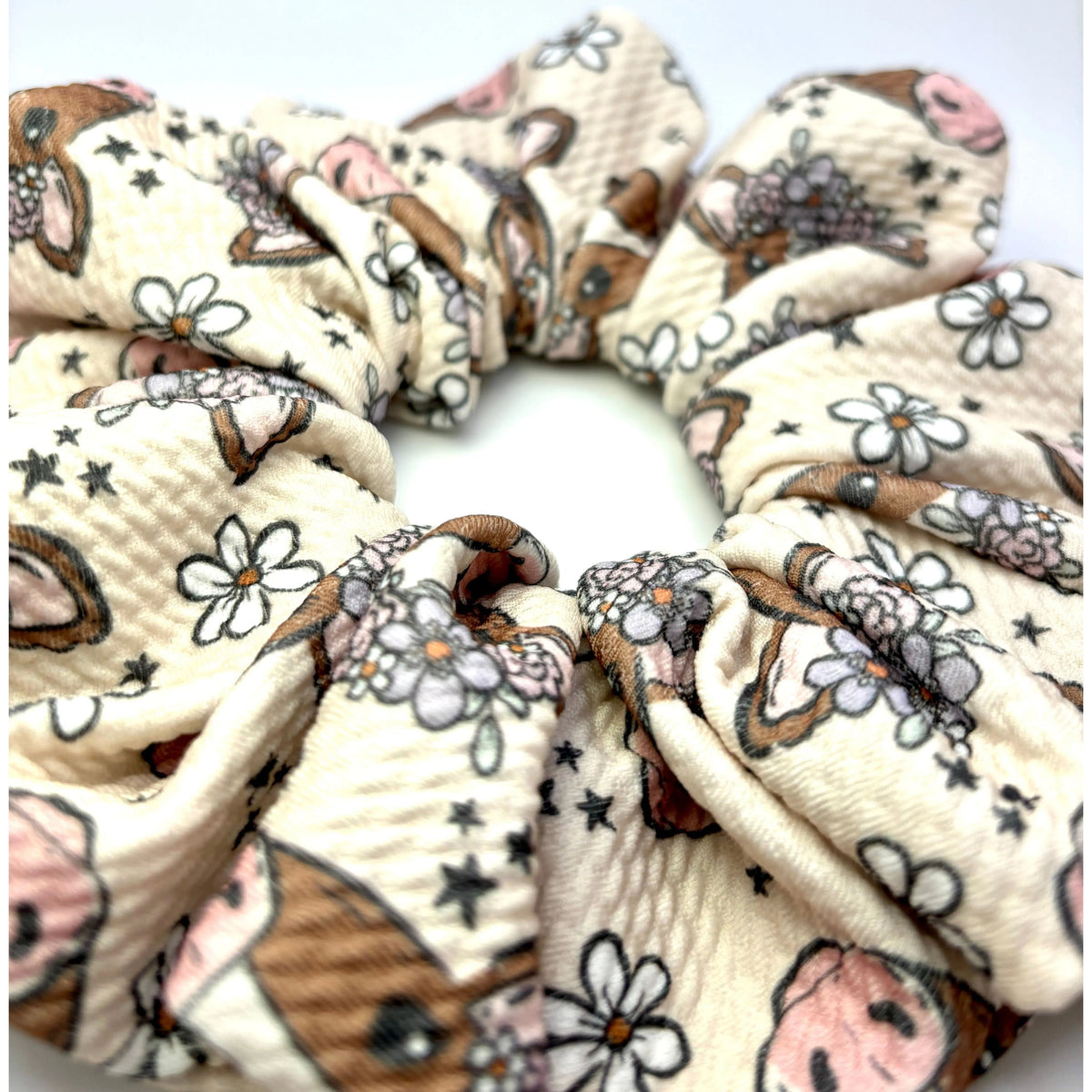 Floral Cow Bullet Scrunchie