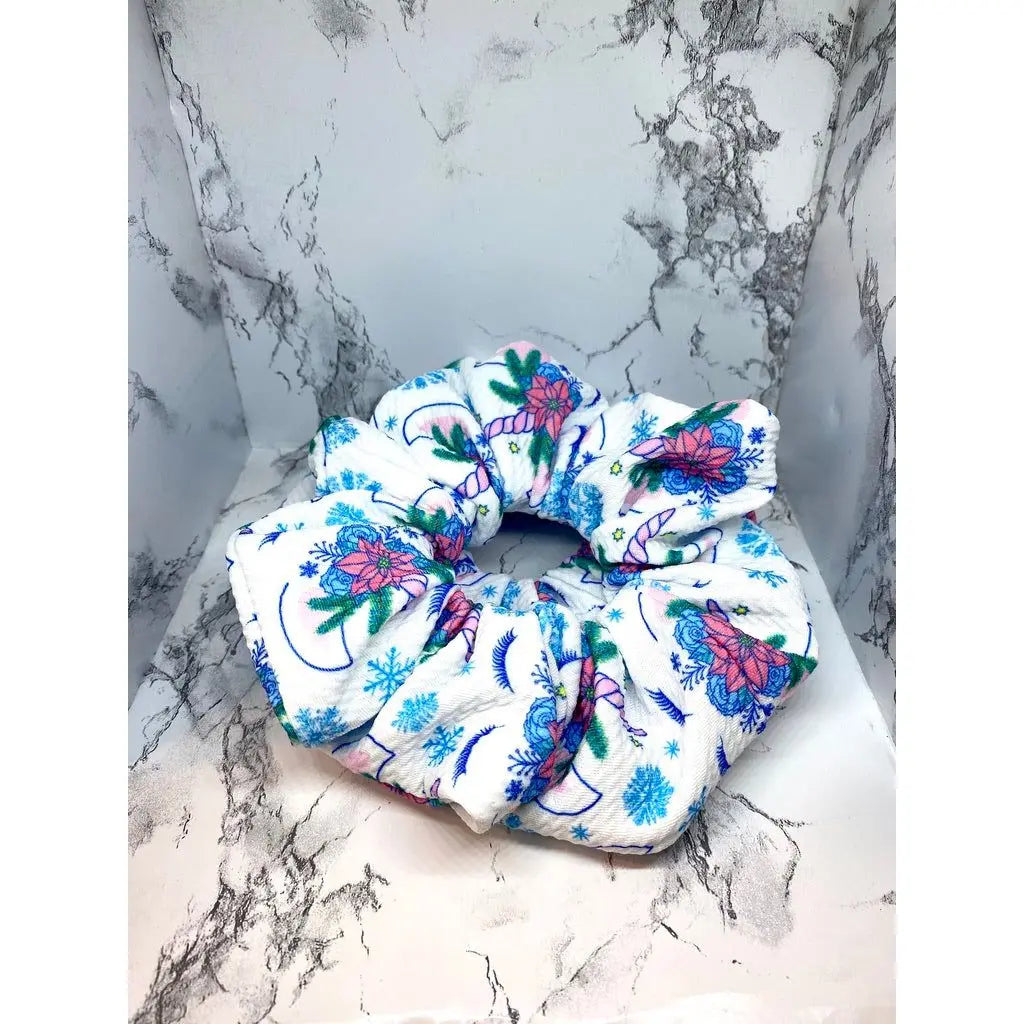 Snowflake Unicorn Winter Scrunchie