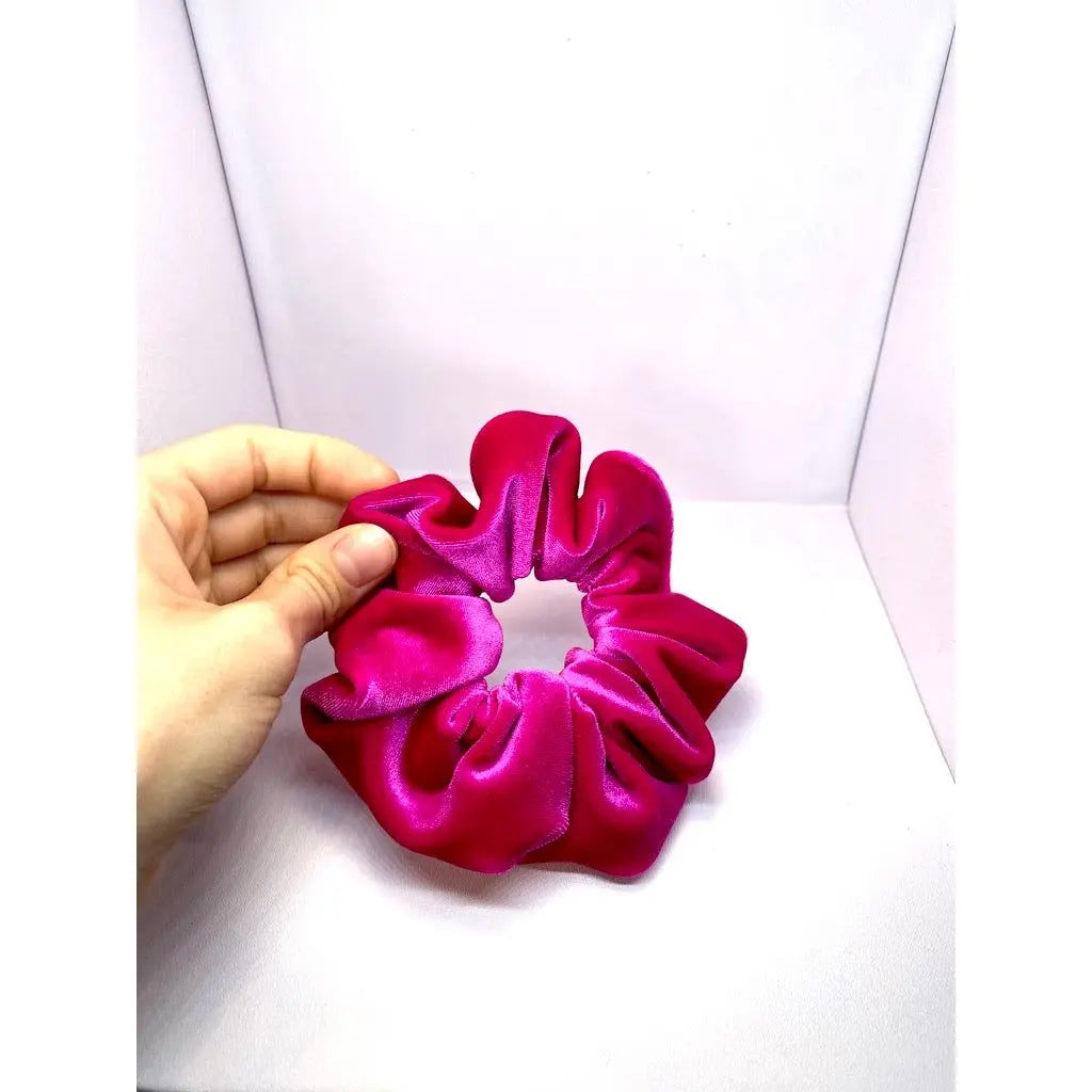 Mini Neon Pink Velvet Scrunchie