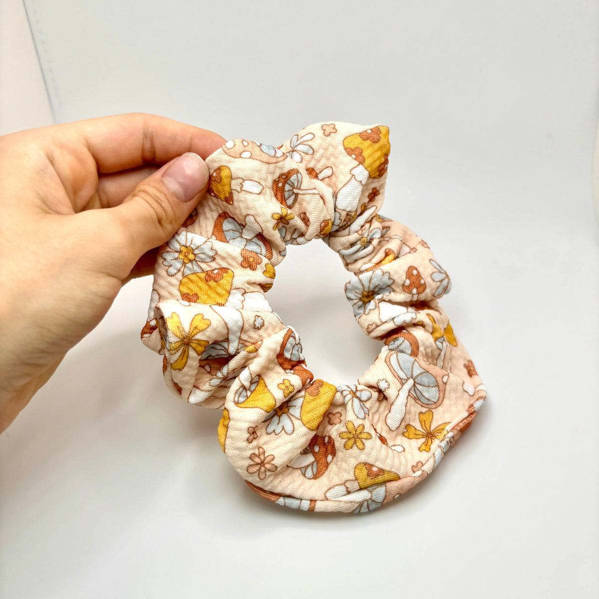 Mini Retro Mushroom Fall Bullet Scrunchie