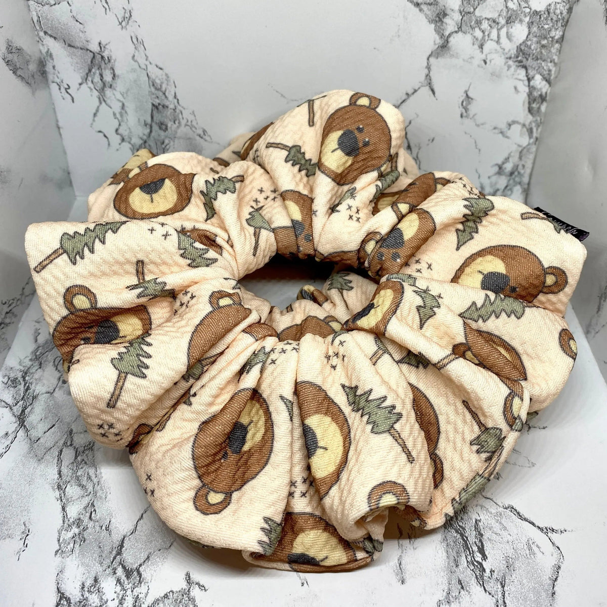 Bear and Pine Tree Fall Bullet Scrunchie