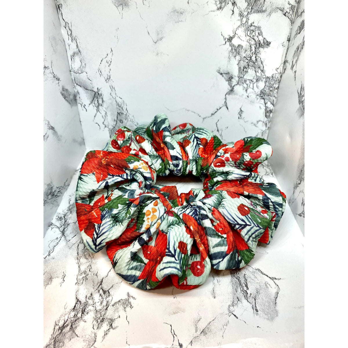 Poinsettia Winter Bullet Scrunchie