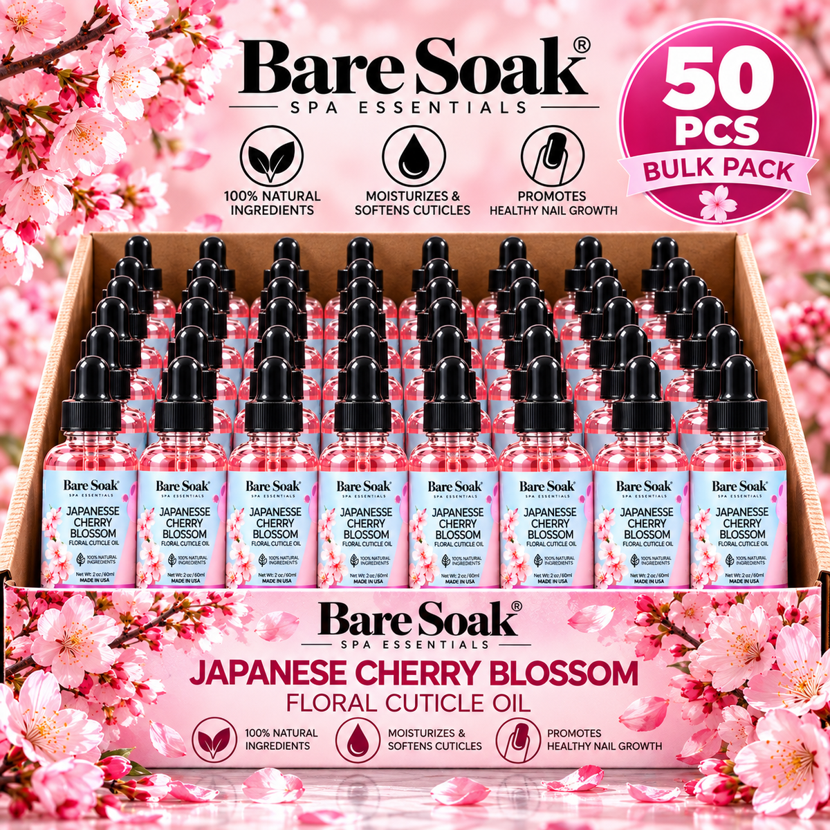 BARE SOAK CUTICLE OIL 2OZ. - JAPANESSE CHERRY BLOSSOM