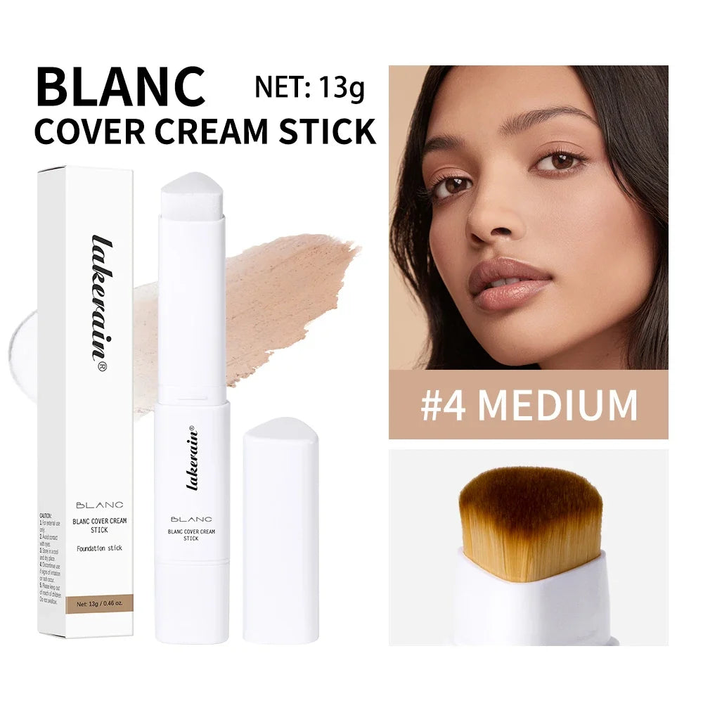 Color Changing Foundation Stick Korean Cover Cream Stick High Coverage Waterproof Dual-Ended with Brush Base Makeup
