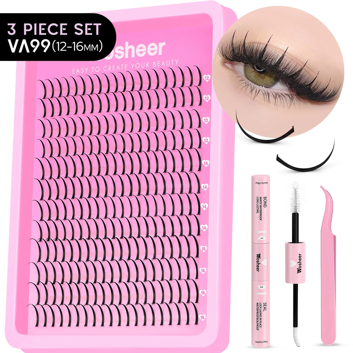 WOSHEER Lash Clusters Kit Lash Spikes Eyelash Clusters Volume Individual Lashes DIY Spiky Lash Extension Manga Clusters Eyelash