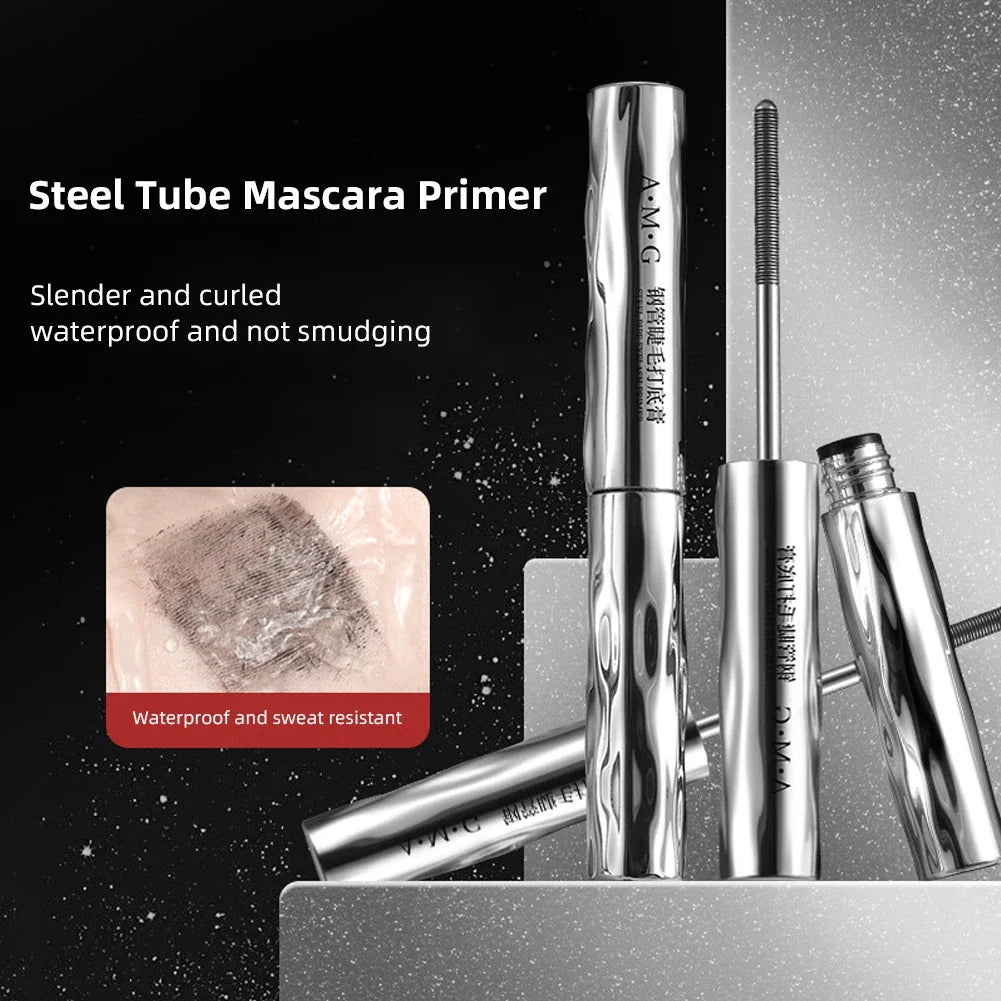 Metal Iron Lashes Mascara Waterproof Silk Fiber Mascara Black Long Curling Eyelash Extensions Non-clumping Eyes Makeup Cosmetics