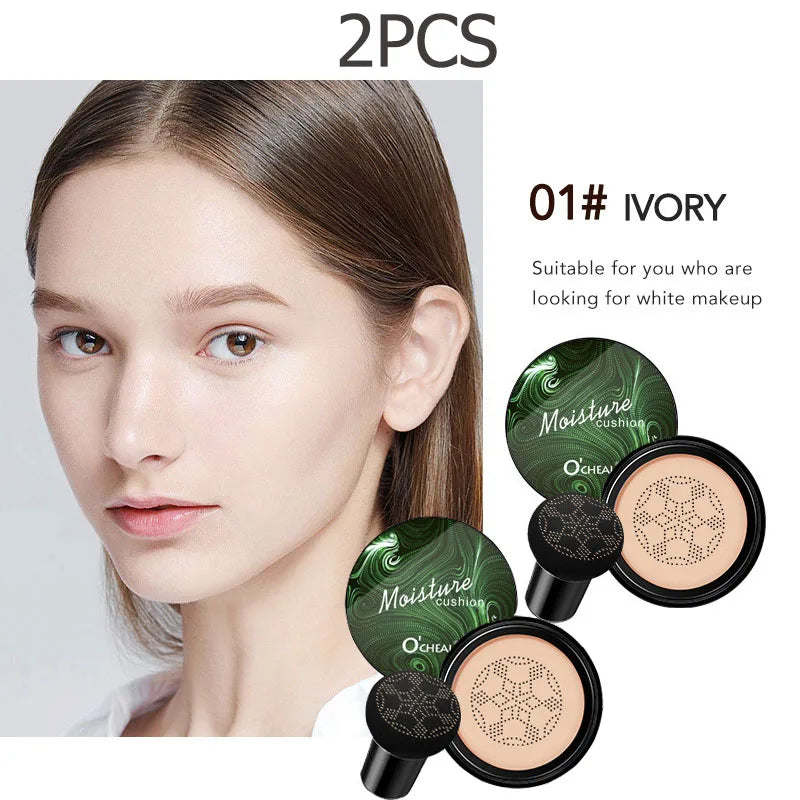 Ocheal BB Cream Air Cushion Compact Make Up Foundation Concealer Cream for Face Cosmetics Makeup Mushroom Head Puff