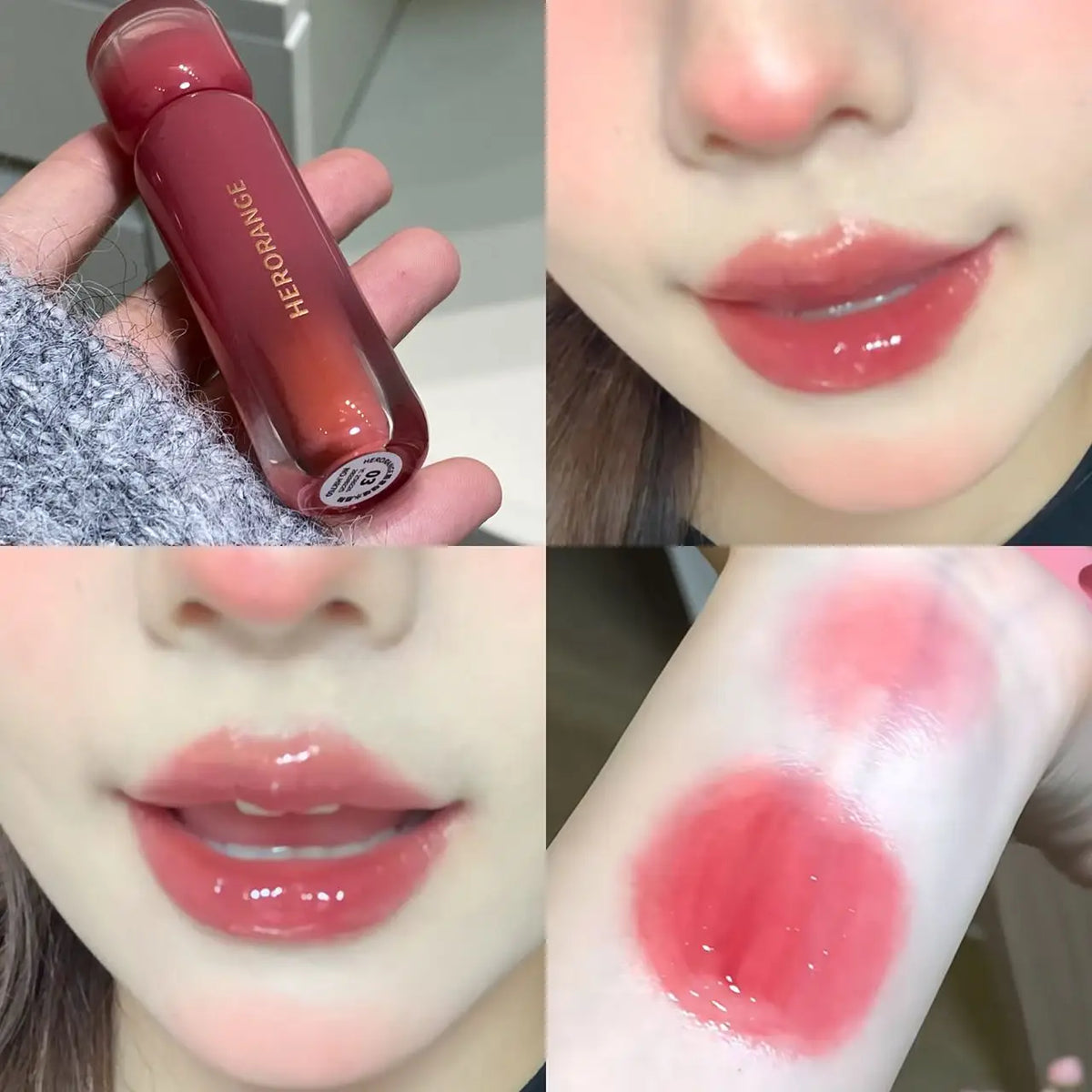 Smoked Grape Purple Red Lip Glaze Mirror Water Lip Gloss Moisturizing Liquid Lipstick Clear Tint Makeup Korean Women Cosmetics