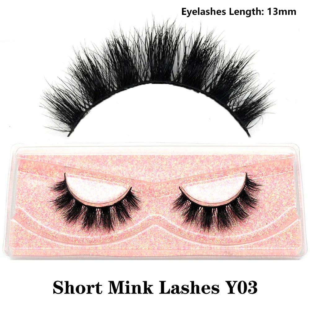 3D Mink Fluffy Half False Eyelashes Natural Soft Lightweight Clear Band Half Eye Strip Lashes Reusable Short Eyelashes Extension