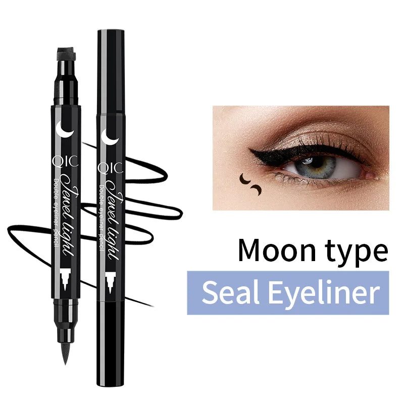 Double Ended Eyeliner With Eye Stamp Liquid Felt Tip Eyeliner Pen Black Waterproof Long Lasting and Smudge Proof Makeup Women