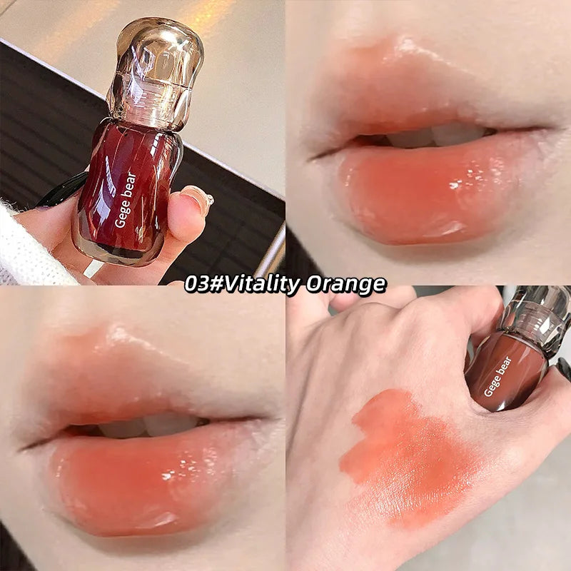 Gege Bear Crystal Gloss Lip Tint — Autumn/Winter Hydrating Formula, Mirror-Gloss Finish, Youthful Plumping Effect