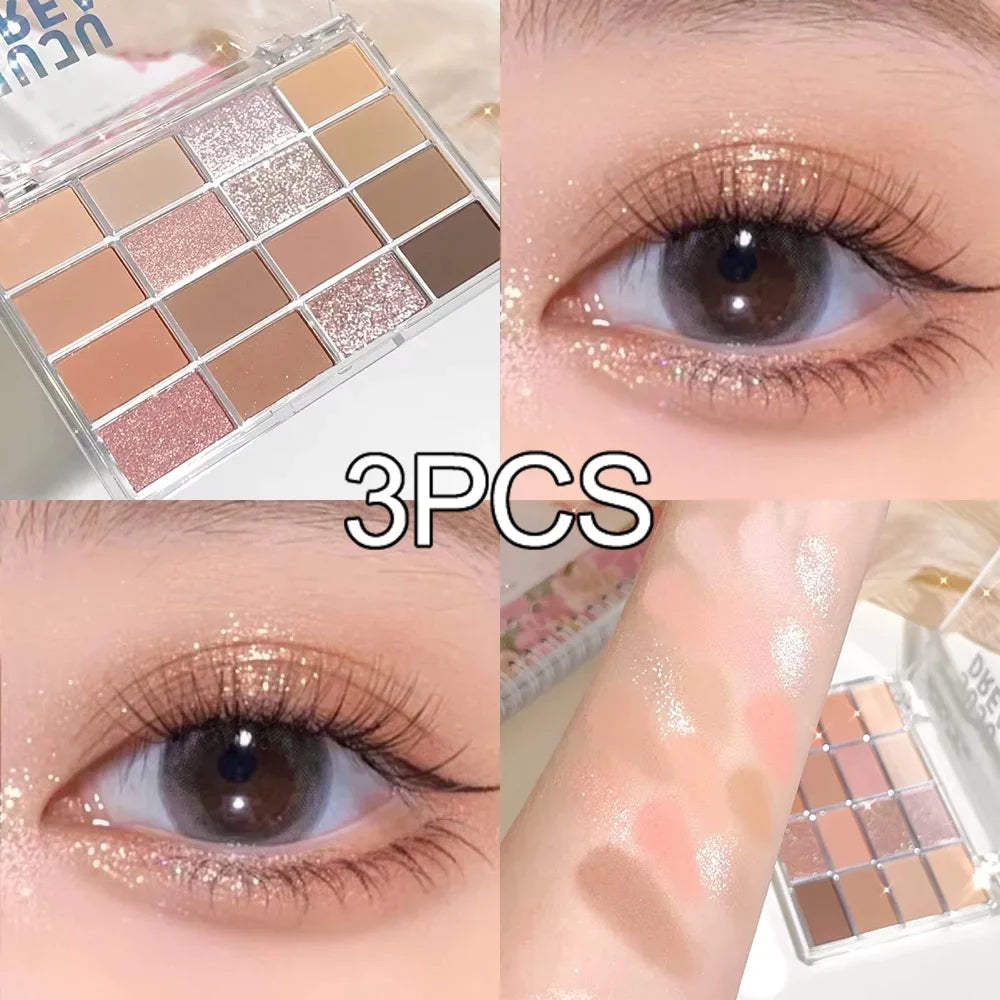 Love the 16-color eye shadow plate, pearlescent matte lying silkworm, brighten the low-saturated earth color daily makeup