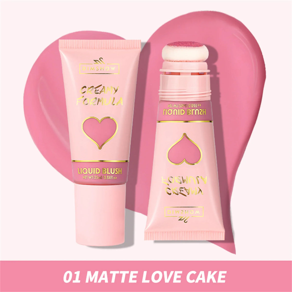 DIMSHOW 6 Color Head sponge head velvet skin sense lips and cheeks with low light moisturizing water and easy color blush