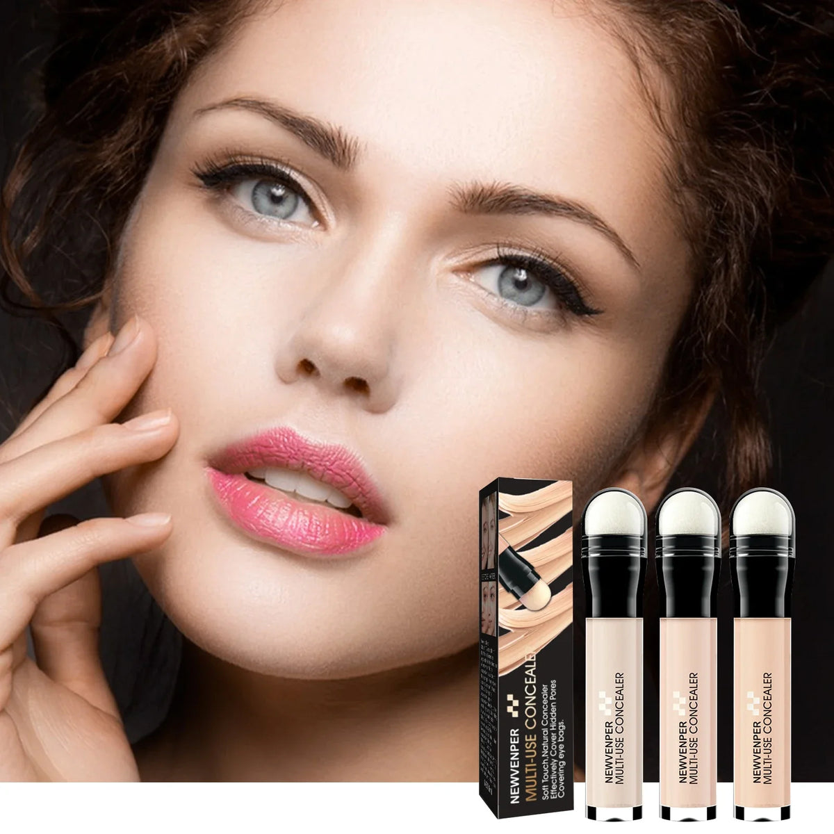 3 Pcs Concealer Stick Multi-Use Concealer Makeup Dark Circles Treatment, Lightweight, Full Coverage, Long Lasting