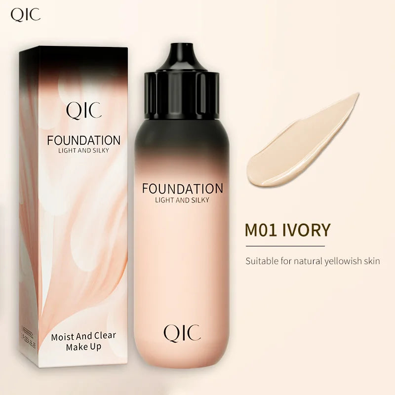 QIC Small Milk Bottle Liquid Foundation Concealer Moisturizing Clear Waterproof Natural Brightening Makeup for Face