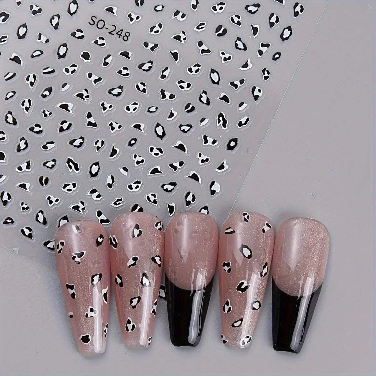 3PCS Meilad leopard print nail stickers, easy to apply for DIY nail decoration, gifts, party and wedding makeup styling