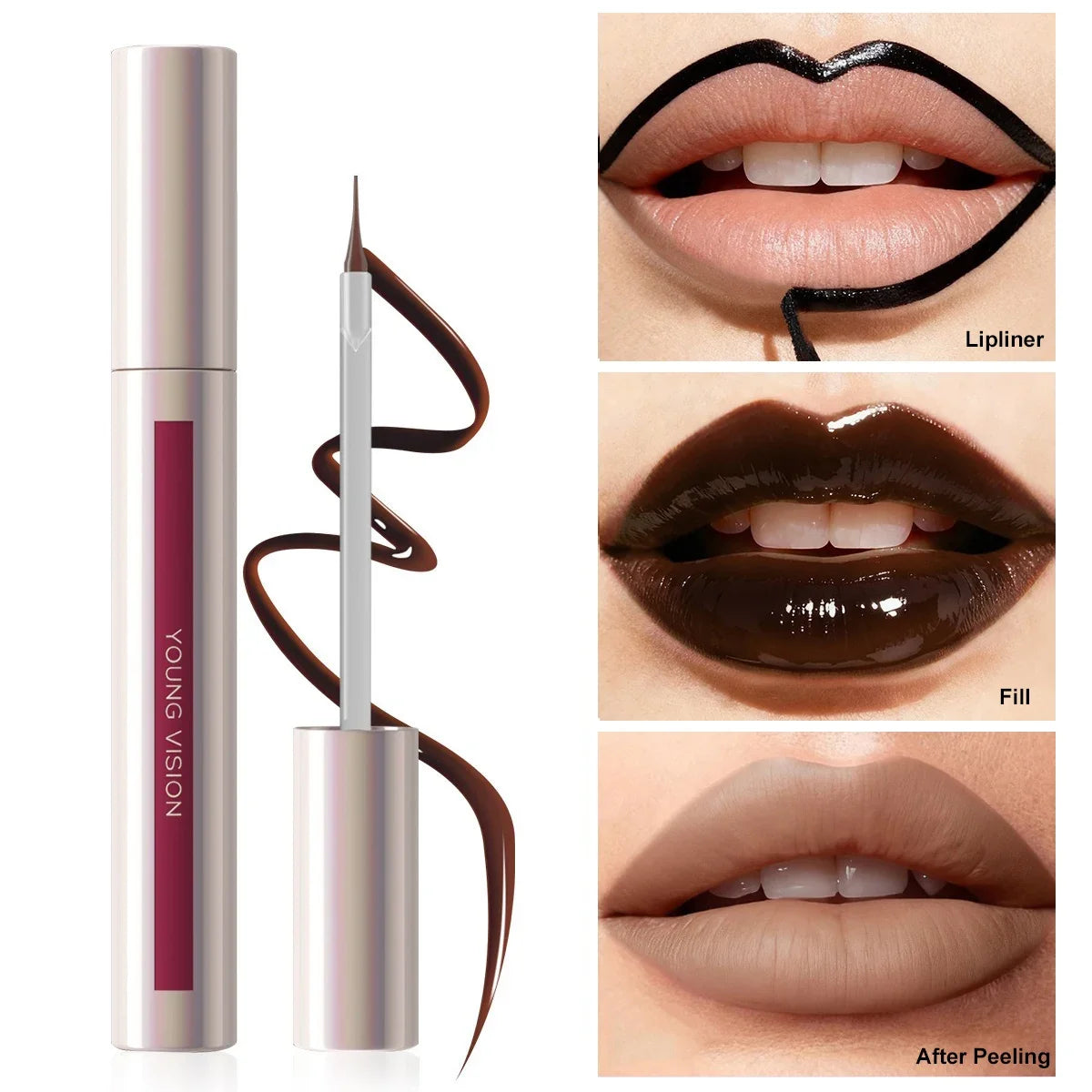 Waterproof Lip Liner Peel Off Tattoo Lipgloss Waterproof Long Lasting Matte Lip Tint Brown Contour Tear-off Lips Stain Cosmetics
