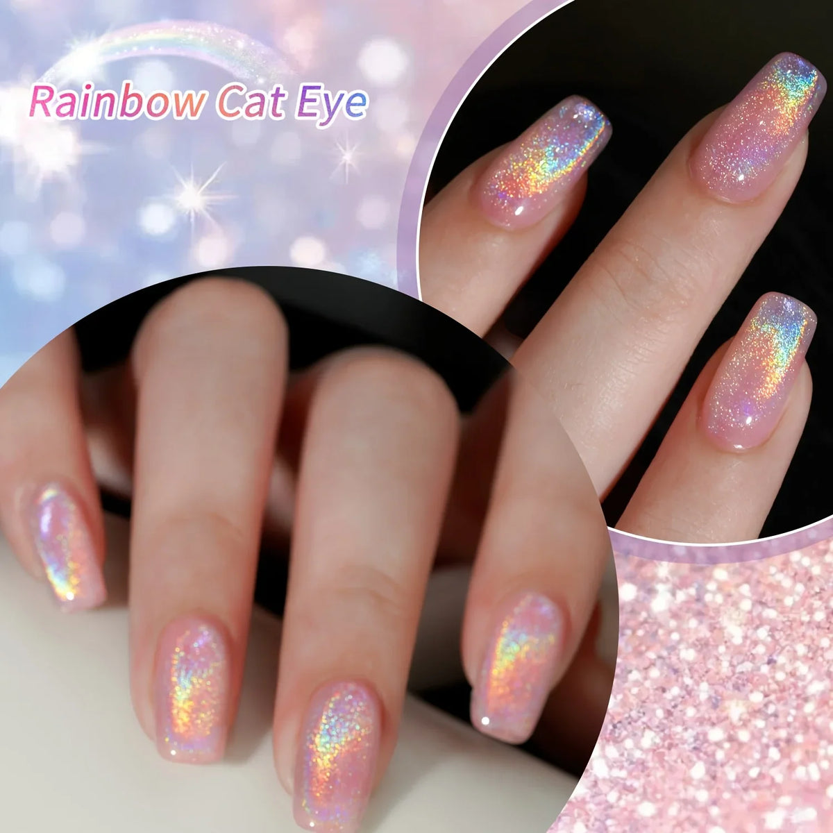 15Ml Rainbow Cat's Eye gel nail polish, UV LED curing, long-acting fast drying nail art gel - ideal gift for women For Spring