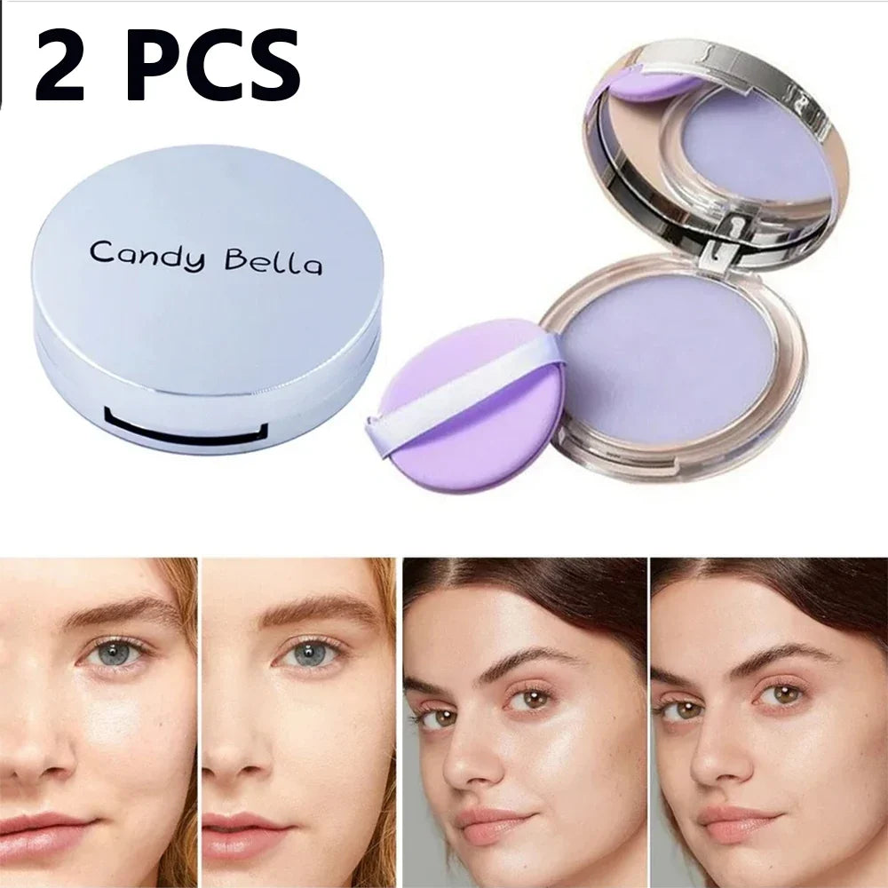 Lavender Pressed Powder Matte Powder Lasting Oil Control Full Coverage Face Compact Setting Powder Makeup Foundation Cosmetics