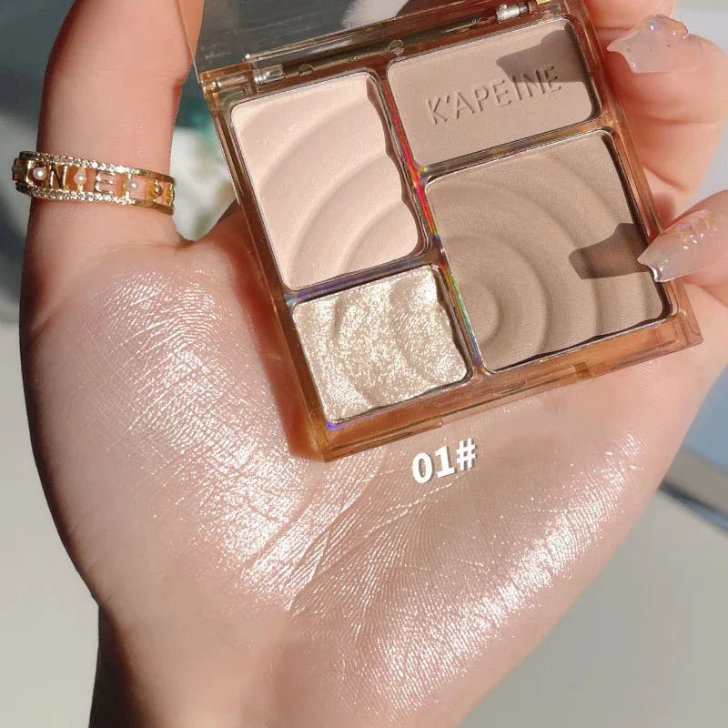 4 colors Brown Blush Highgloss Highlighter Contour Repair Palette Waterproof Long-lasting Matte Contour Powder Makeup Cosmetics
